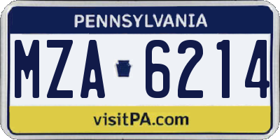 PA license plate MZA6214