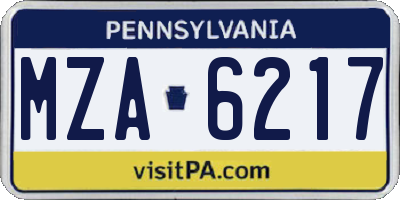 PA license plate MZA6217
