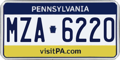 PA license plate MZA6220
