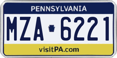 PA license plate MZA6221