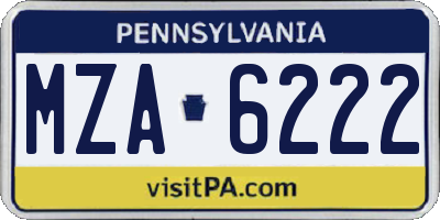 PA license plate MZA6222