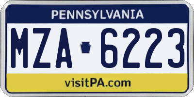 PA license plate MZA6223