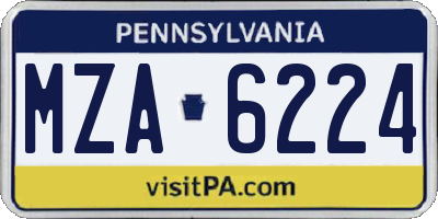 PA license plate MZA6224