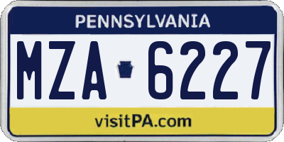 PA license plate MZA6227