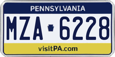 PA license plate MZA6228