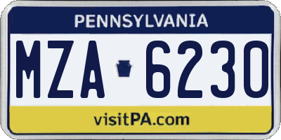 PA license plate MZA6230