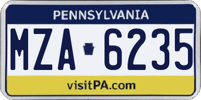 PA license plate MZA6235