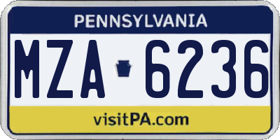 PA license plate MZA6236