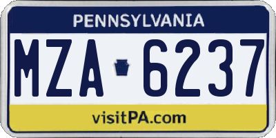 PA license plate MZA6237