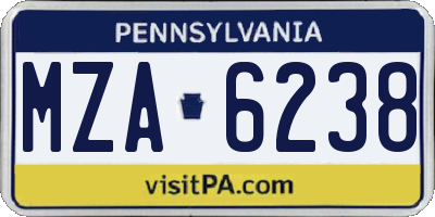 PA license plate MZA6238