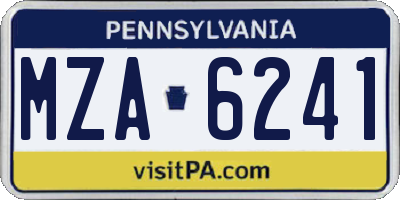 PA license plate MZA6241