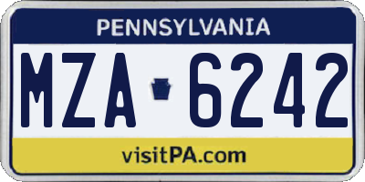 PA license plate MZA6242