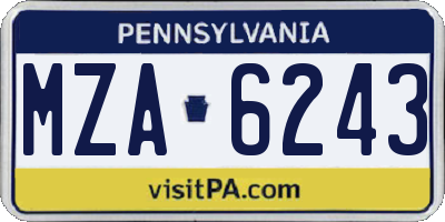 PA license plate MZA6243