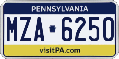 PA license plate MZA6250