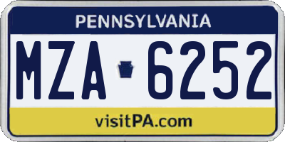 PA license plate MZA6252