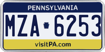 PA license plate MZA6253