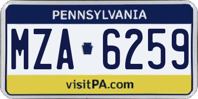 PA license plate MZA6259