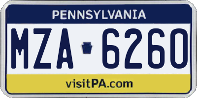 PA license plate MZA6260