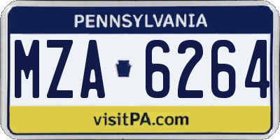 PA license plate MZA6264