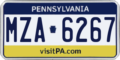 PA license plate MZA6267