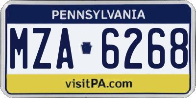 PA license plate MZA6268