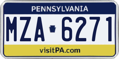PA license plate MZA6271