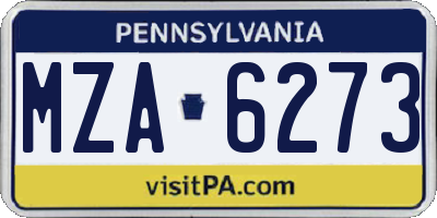 PA license plate MZA6273