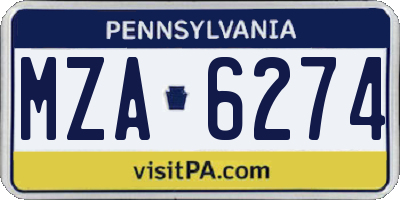 PA license plate MZA6274