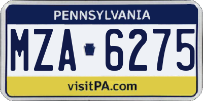 PA license plate MZA6275