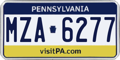 PA license plate MZA6277