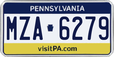 PA license plate MZA6279