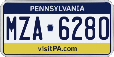 PA license plate MZA6280