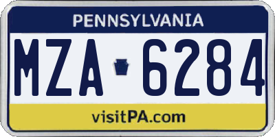 PA license plate MZA6284