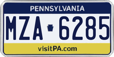 PA license plate MZA6285