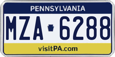PA license plate MZA6288