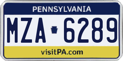 PA license plate MZA6289