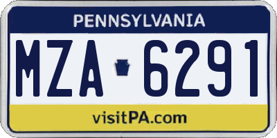 PA license plate MZA6291