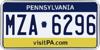 PA license plate MZA6296