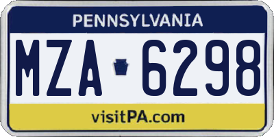 PA license plate MZA6298