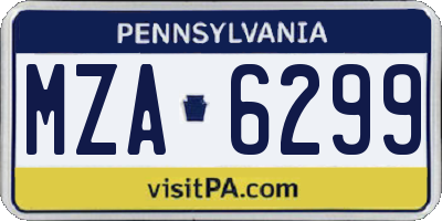 PA license plate MZA6299