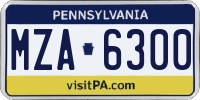 PA license plate MZA6300