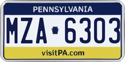 PA license plate MZA6303