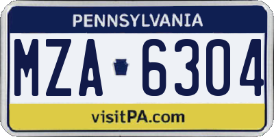PA license plate MZA6304