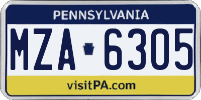 PA license plate MZA6305