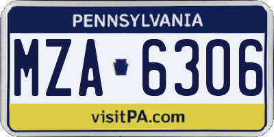 PA license plate MZA6306