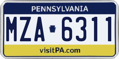 PA license plate MZA6311