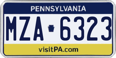 PA license plate MZA6323