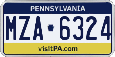 PA license plate MZA6324