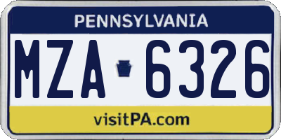 PA license plate MZA6326