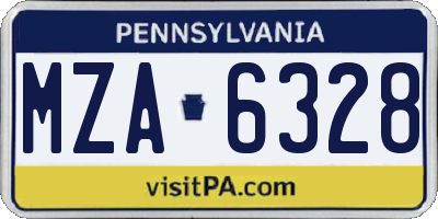 PA license plate MZA6328